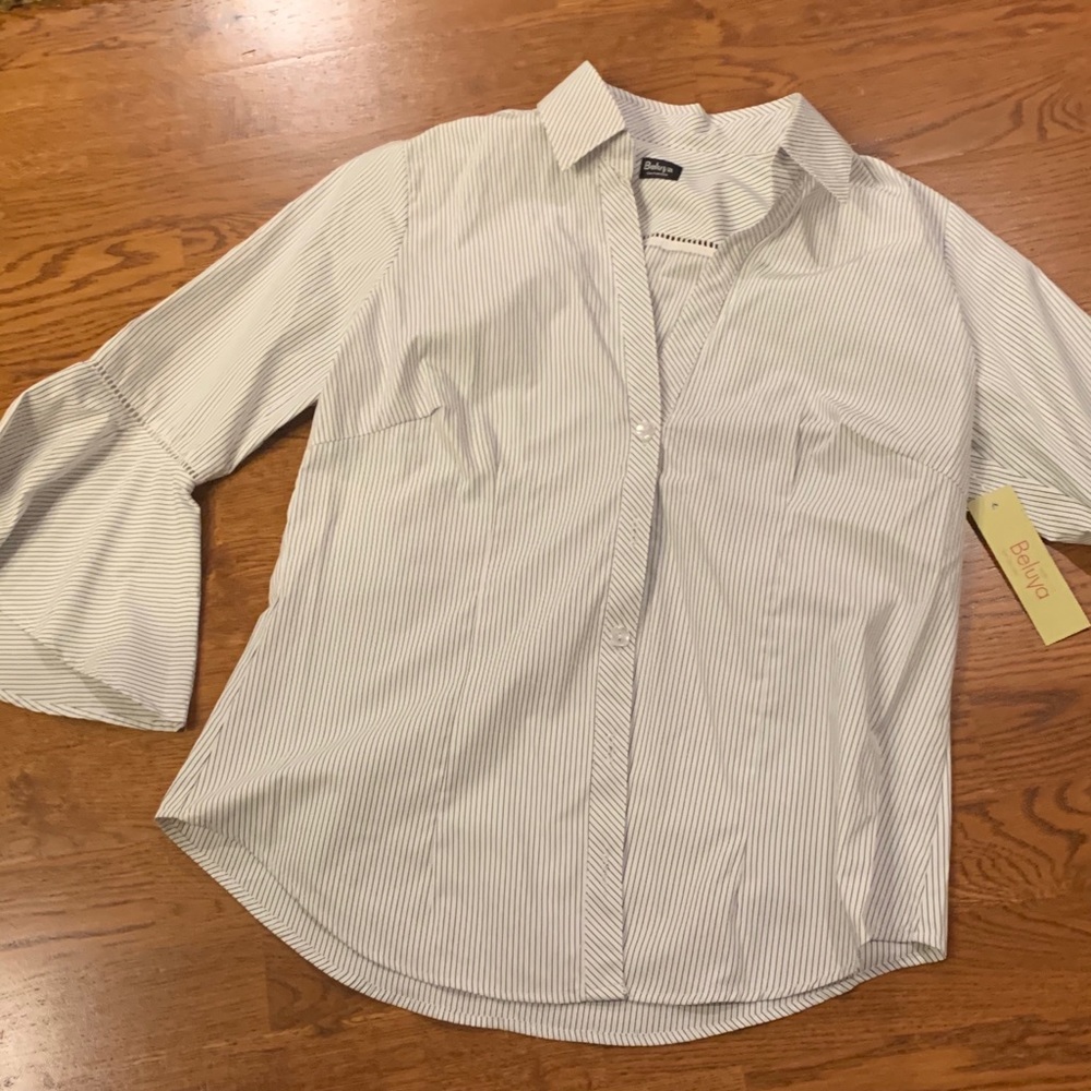 Beluga White and Black pinstriped Shirt